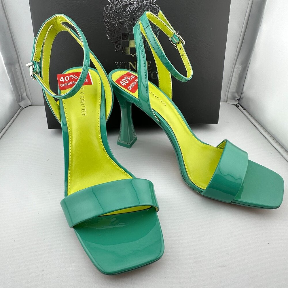 NEW Vince Camuto Rabenie Ocean Green Patented Heels Size 6 M